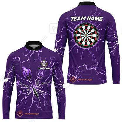Custom Thunder Lightning Darts Quarter Men Polo Team Shirts,  Custom Darts Team Jerseys Uniform, Personalized Name And Team Name
