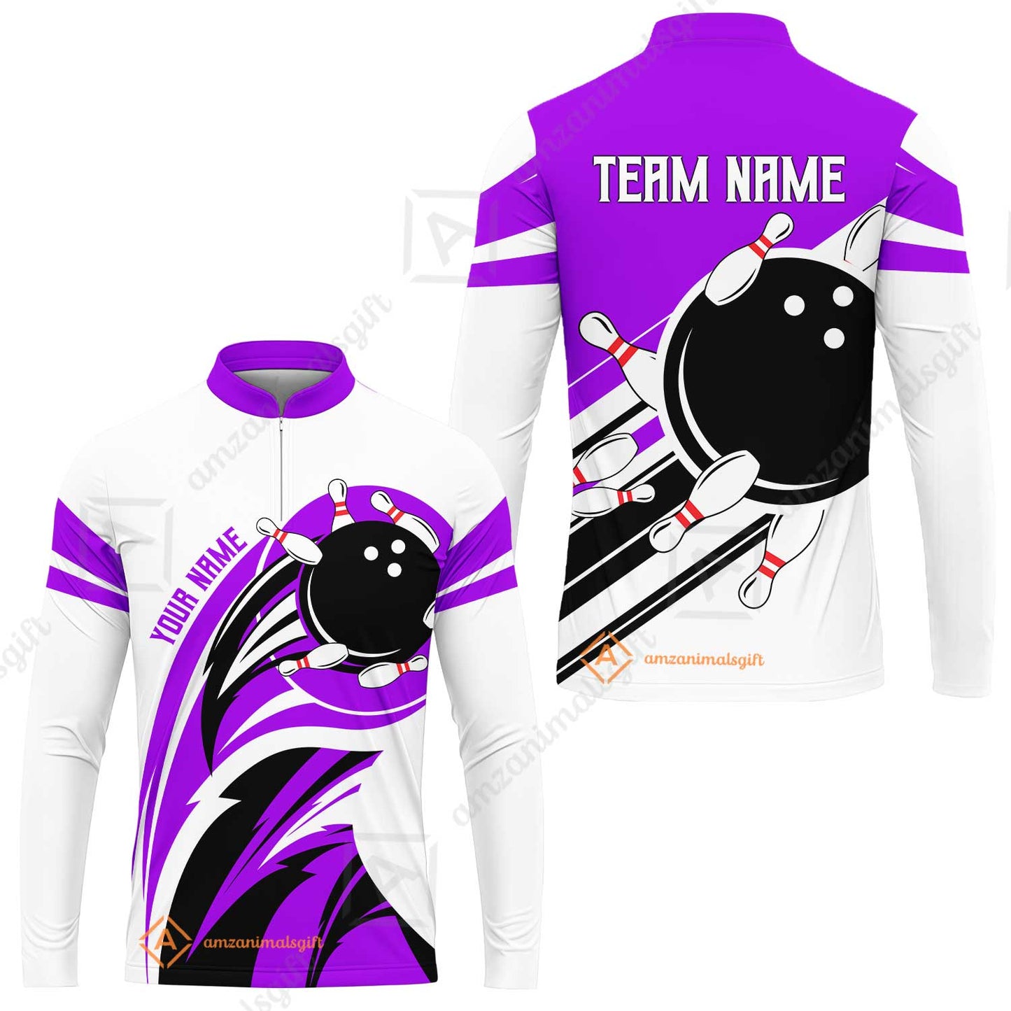 Custom Bowling Team Jersey, Bowling Player Jersey Multicolor Polo Quarter-Zip Shirts, Custom Bowling Uniforms Jerseys