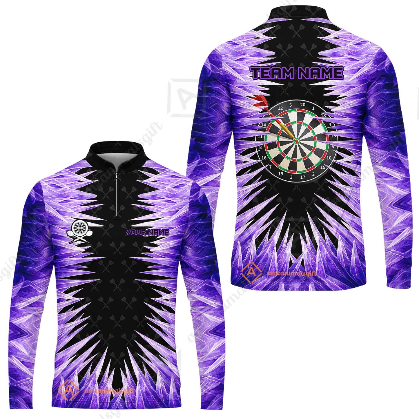 Customized Darts Long Sleeve Jersey, Darts Dartboard Ice And Fire Multicolor Custom Darts Long Sleeve Jersey Team Jersey For Darts Players