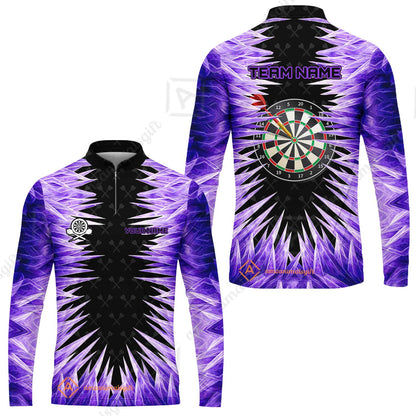 Customized Darts Long Sleeve Jersey, Darts Dartboard Ice And Fire Multicolor Custom Darts Long Sleeve Jersey Team Jersey For Darts Players