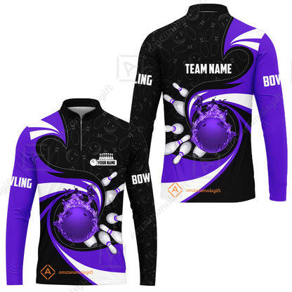 Customized Bowling Jersey Shirt, Bowling Ball And Pins Vortex Pattern Multicolor Customized Name And Team Name For Bowling Team