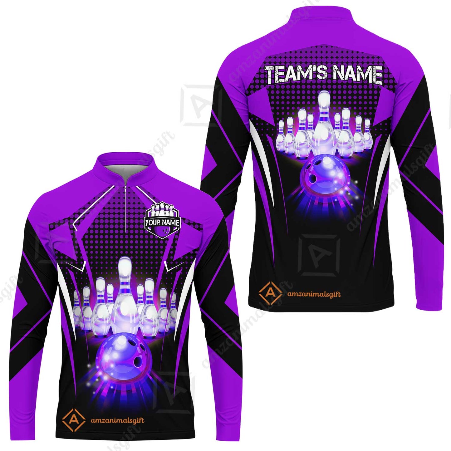 Custom Bowling Team Jerseys Polo Shirts, Bowling uniforms Ball & Pins Multicolor Jersey For Tournament Team Men Women Bowlers