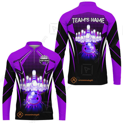 Custom Bowling Team Jerseys Polo Shirts, Bowling uniforms Ball & Pins Multicolor Jersey For Tournament Team Men Women Bowlers