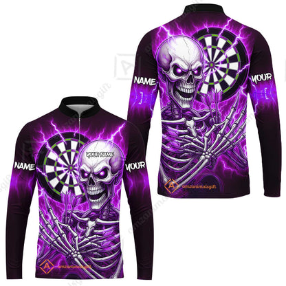 Custom Darts Team Long Sleeve Jersey, Dartboard Electric Skeleton Darts Jersey Long Sleeve Jersey, Custom Darts Uniforms Jersey