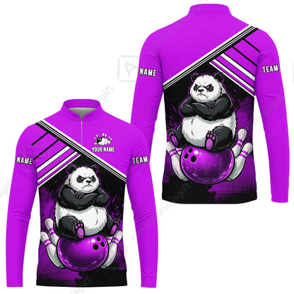 Custom Bowling Jersey Polo Shirt, Panda Mascot Bowling Custom Bowling Jersey Team Shirt For Players With Name & Team Name