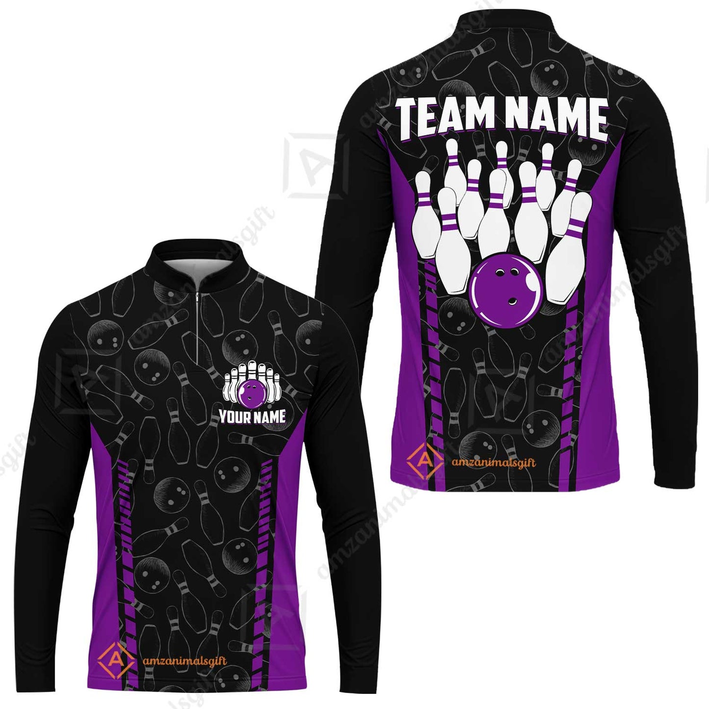 Custom Bowling Unisex Polo Shirts, Bowling Team Jersey Pattern, Bowling uniforms Ball & Pins Multicolor Options