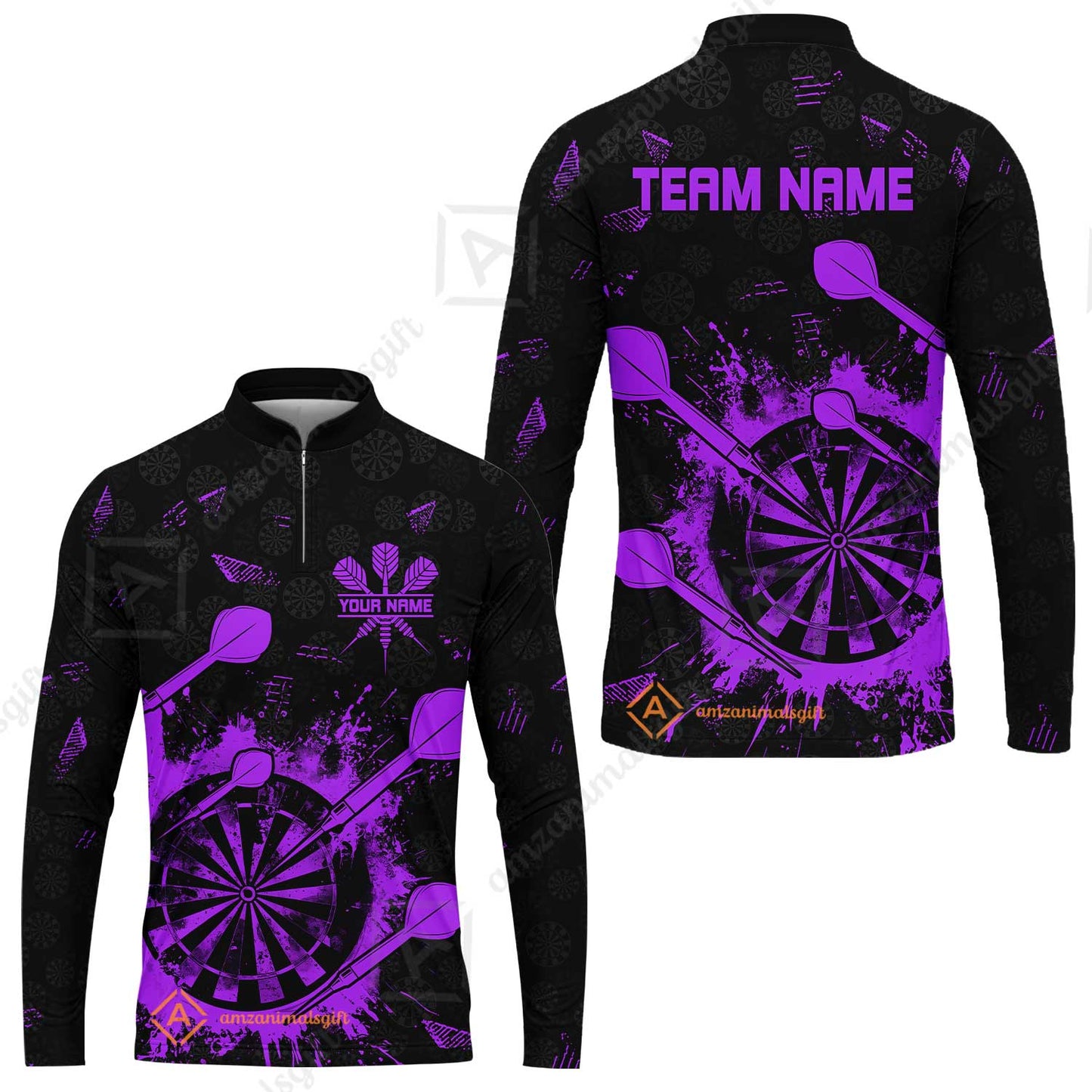 Customized Darts Long Sleeve Jersey, Darts Grunge Dartboard Long Sleeve Jersey Team Style Jersey for Darts Players