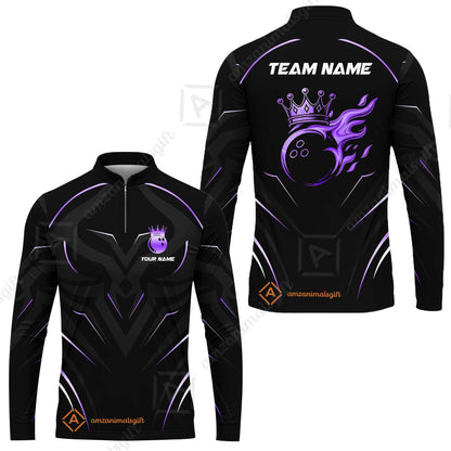 Customized Bowling Long Sleeve Jersey Shirt, Custom Crown Bowling Multicolor Team Style Uniform Jersey for Bowlers