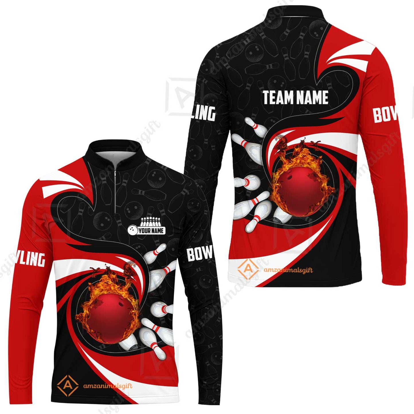 Customized Bowling Jersey Shirt, Bowling Ball And Pins Vortex Pattern Multicolor Customized Name And Team Name For Bowling Team