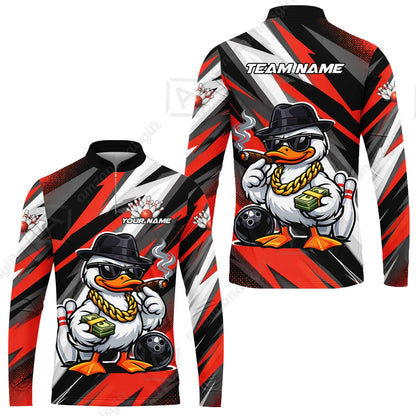 Custom Bowling Jersey Polo Shirt, Boss Hustle Duck Gangster Style, Custom Bowling Jersey Team Shirt For Players With Name and Team Name