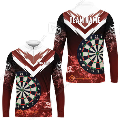 Custom Smoke Multi-Color Darts Quarter-Zip Team Shirts, Customized Name Team Name Darts Team Jerseys Uniform