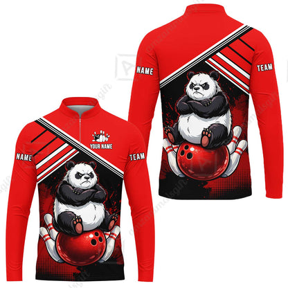 Custom Bowling Jersey Polo Shirt, Panda Mascot Bowling Custom Bowling Jersey Team Shirt For Players With Name & Team Name