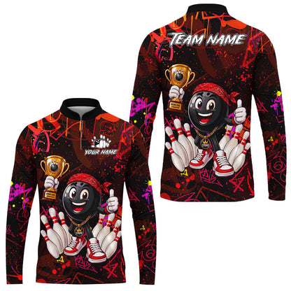 Custom Bowling Jersey Polo Shirt, Graffiti Champion, Custom Bowling Jersey Team Shirt For Players With Name & Team Name