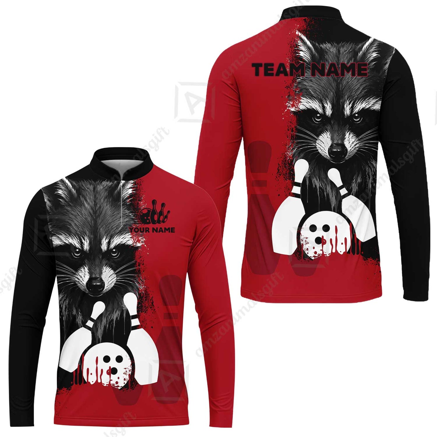 Custom Bowling Jersey Polo Shirt, Raccoon Bowling, Custom Bowling Jersey Team Shirt For Players With Name & Team Name