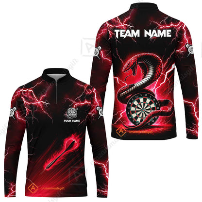 Customized Darts Long Sleeve Jersey, Darts Thunder Lightning Custom Cobra Snake Men Dart Multicolor Jersey For Darts Player