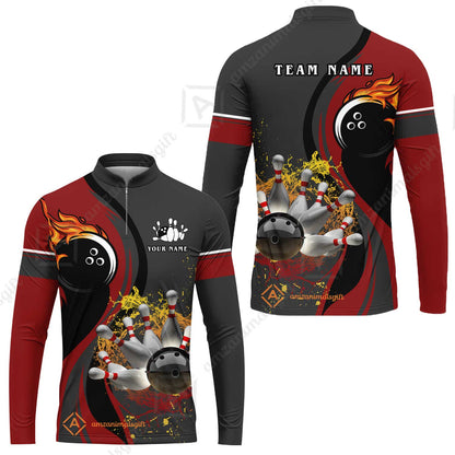 Customized Bowling Unisex Polo Shirt, Bowling And Pins Water Flow Multicolor Option Customized Name And Team Name For Bowling Team Polo Jerseys Shirts