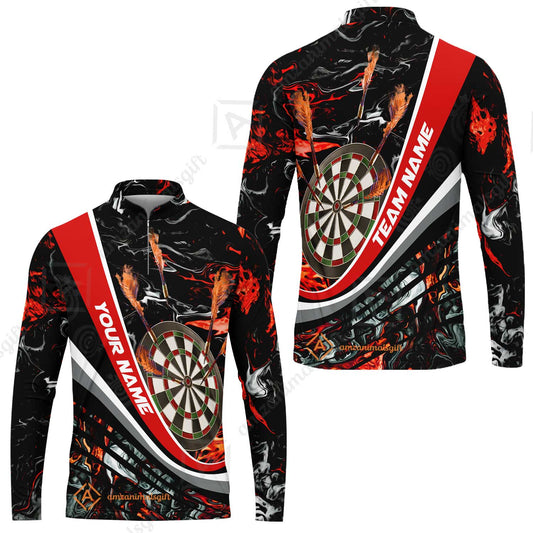Customized Darts Long Sleeve Jersey, Darts Flaming Magma Multicolor Custom Dart Long Sleeve Jersey Team Jersey For Darts Player