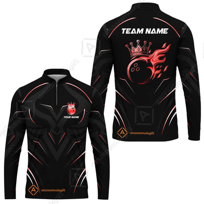 Customized Bowling Long Sleeve Jersey Shirt, Custom Crown Bowling Multicolor Team Style Uniform Jersey for Bowlers