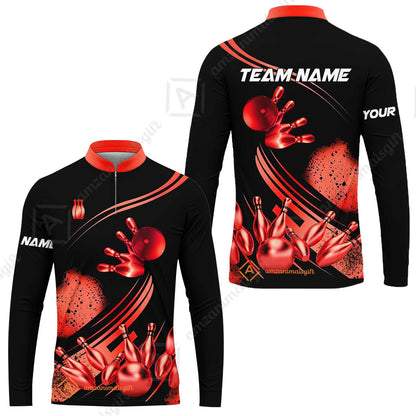 Custom Bowling Team Jerseys Polo Shirts, Bowling Uniforms Ball And Pins Ultimate Golden Multicolor Options Personalized Name And Team Name