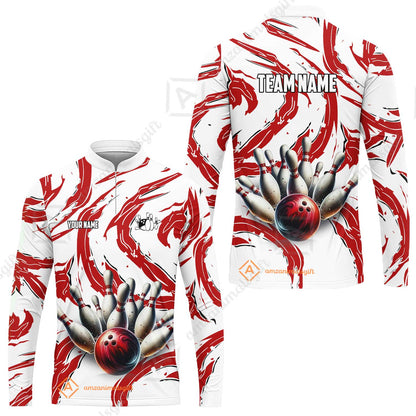 Custom Sport Bowling Team Jersey, Sport Bowling Jersey Multicolor Polo Quarter-Zip Shirts, Bowling Uniforms Jerseys, Custom Name And Team Name