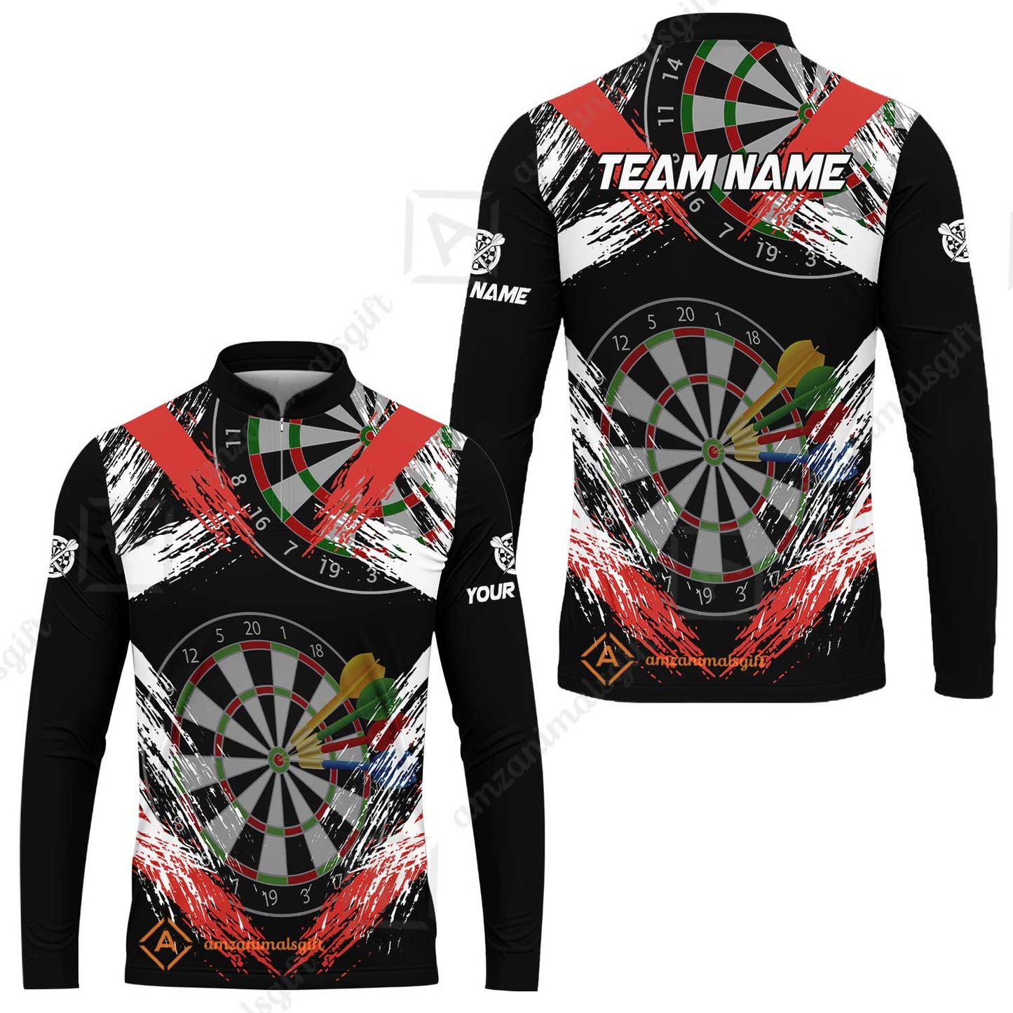 Customized Darts Long Sleeve Jersey, Darts Tournament Grunge Style Multicolor Custom Dart Long Sleeve Jersey Team Jersey For Darts Player