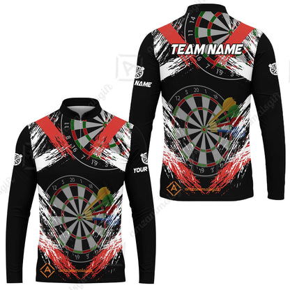 Customized Darts Long Sleeve Jersey, Darts Tournament Grunge Style Multicolor Custom Dart Long Sleeve Jersey Team Jersey For Darts Player