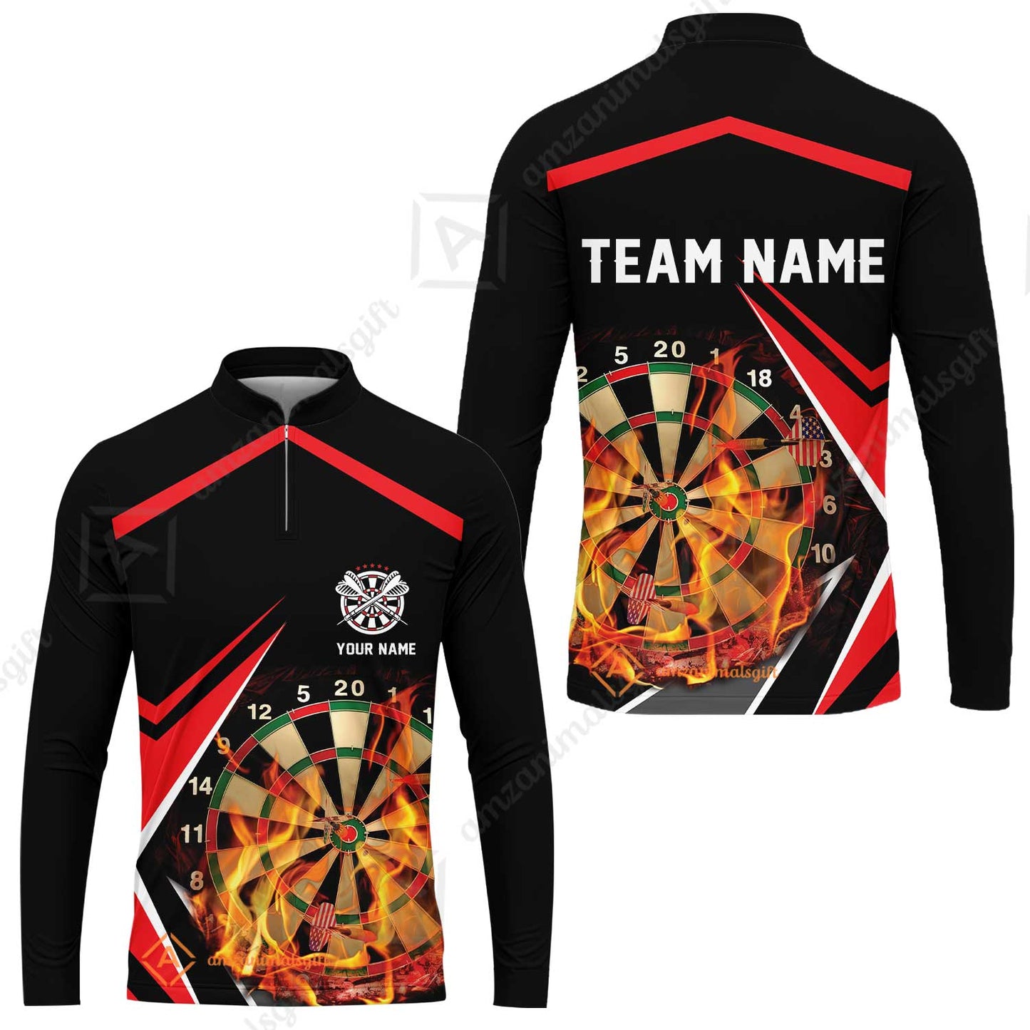 Customized Darts Team Long Sleeve Jersey, Dartboard In Flame Shirt Personalized Name And Team Name For Darts League, Darts Team