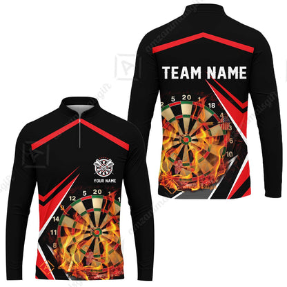 Customized Darts Team Long Sleeve Jersey, Dartboard In Flame Shirt Personalized Name And Team Name For Darts League, Darts Team