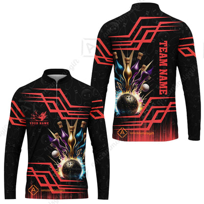 Customized Bowling Unisex Polo, Bowling And Pins Royal Multicolor Option Customized Name And Team Name For Bowling Team