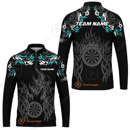 Customized Darts Long Sleeve Jersey, Dartboard Fire Flame Darts Team Style Long Sleeve Jersey for Players, Jersey for Darts Players