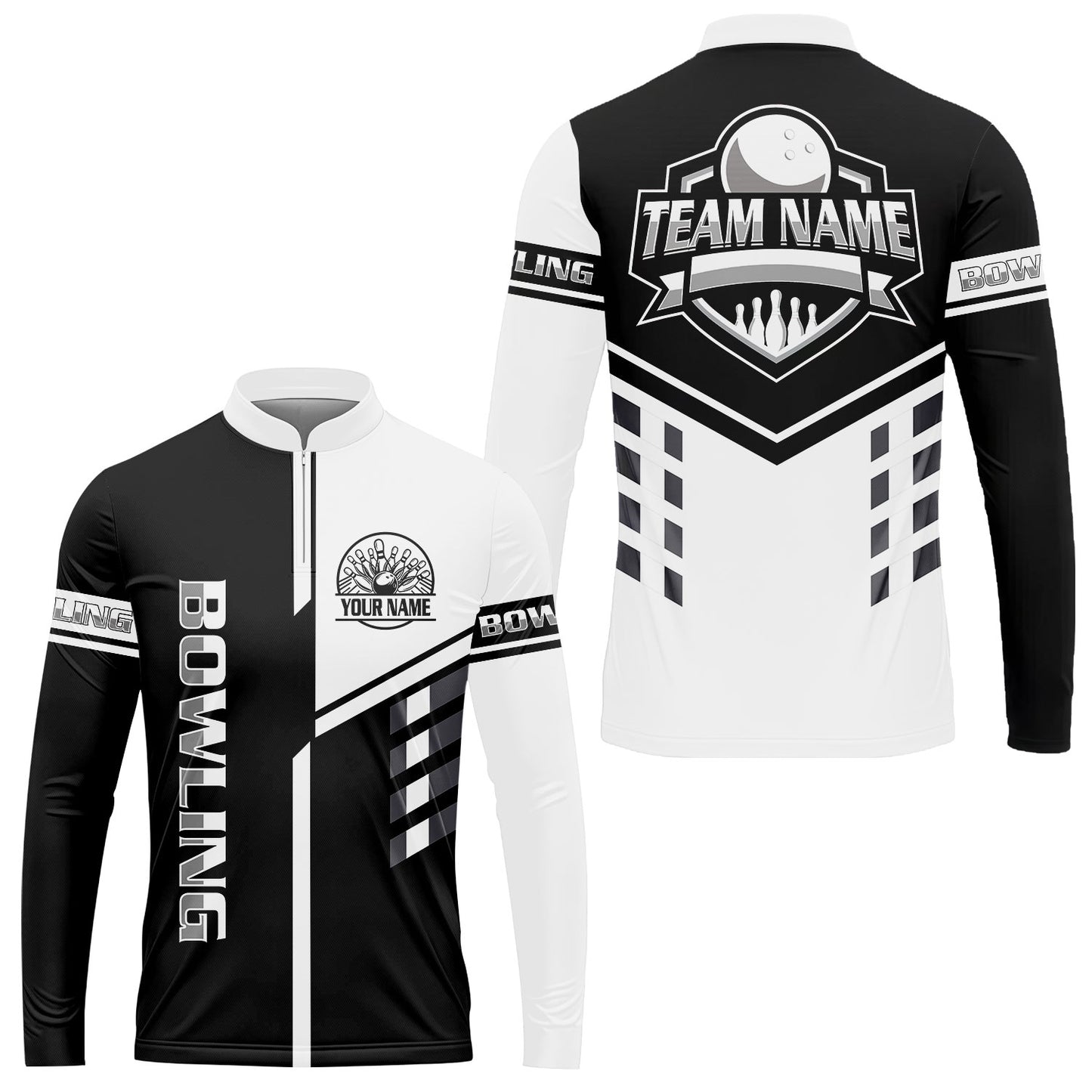 Custom Bowling Team Shirt – Modern Split Design Multicolor Option Personalized Jersey Bowling Uniform For League Players