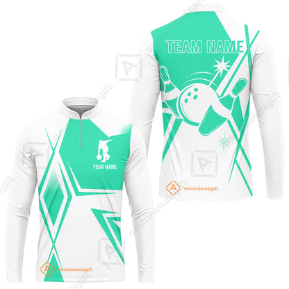Custom Bowling Team Jersey,  Custom Name And Team Name Bowling Jersey Multicolor Polo Quarter-Zip Shirts, Custom Bowling Uniforms Jerseys
