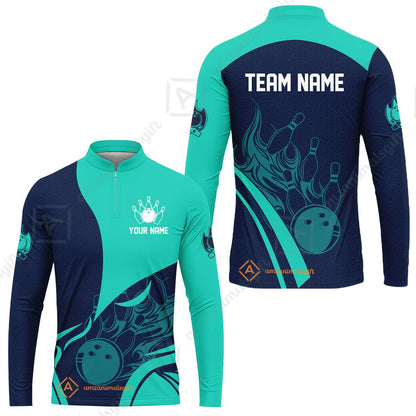 Customized Bowling Long Sleeve Jersey Shirt, Flame Bowling Multicolor Custom Team Style Uniform Long Sleeve Jersey Shirt, Outfit Jersey for Bowlers