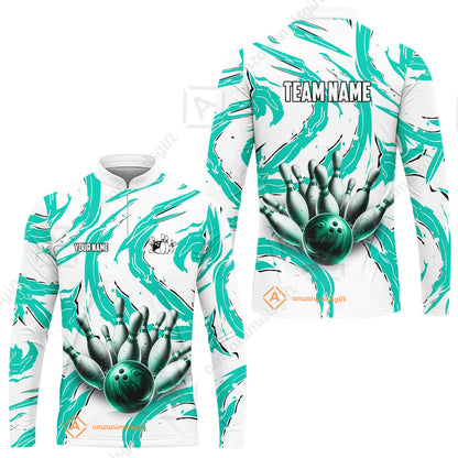 Custom Sport Bowling Team Jersey, Sport Bowling Jersey Multicolor Polo Quarter-Zip Shirts, Bowling Uniforms Jerseys, Custom Name And Team Name