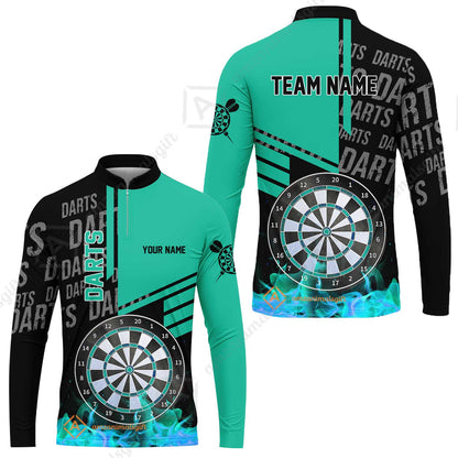 Custom Turquoise Fire Darts Unisex Polo, Custom Darts League Team Jersey Polo , Custom Darts Team Jerseys Uniform