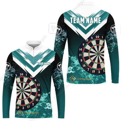 Custom Smoke Multi-Color Darts Quarter-Zip Team Shirts, Customized Name Team Name Darts Team Jerseys Uniform