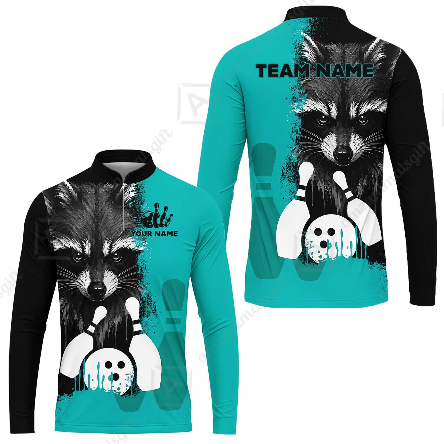 Custom Bowling Jersey Polo Shirt, Raccoon Bowling, Custom Bowling Jersey Team Shirt For Players With Name & Team Name