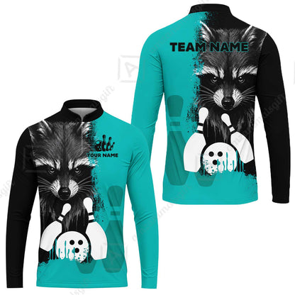 Custom Bowling Jersey Polo Shirt, Raccoon Bowling, Custom Bowling Jersey Team Shirt For Players With Name & Team Name