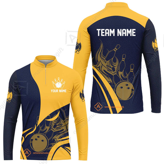 Customized Bowling Long Sleeve Jersey Shirt, Flame Bowling Multicolor Custom Team Style Uniform Long Sleeve Jersey Shirt, Outfit Jersey for Bowlers