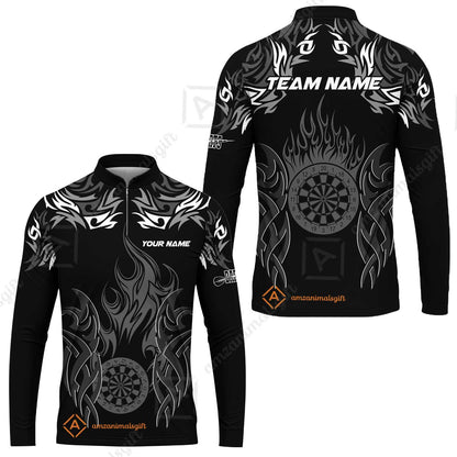 Customized Darts Long Sleeve Jersey, Dartboard Fire Flame Darts Team Style Long Sleeve Jersey for Players, Jersey for Darts Players