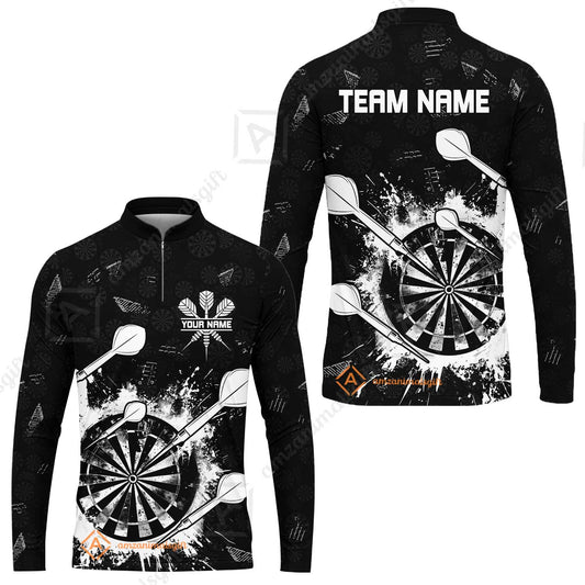 Customized Darts Long Sleeve Jersey, Darts Grunge Dartboard Long Sleeve Jersey Team Style Jersey for Darts Players