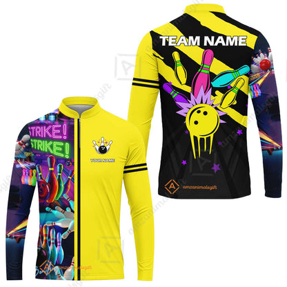 Custom Bowling Team Jersey Neon Bowling Strike Polo Shirts, Bowling Team Uniforms, Personalized Name And Team Name