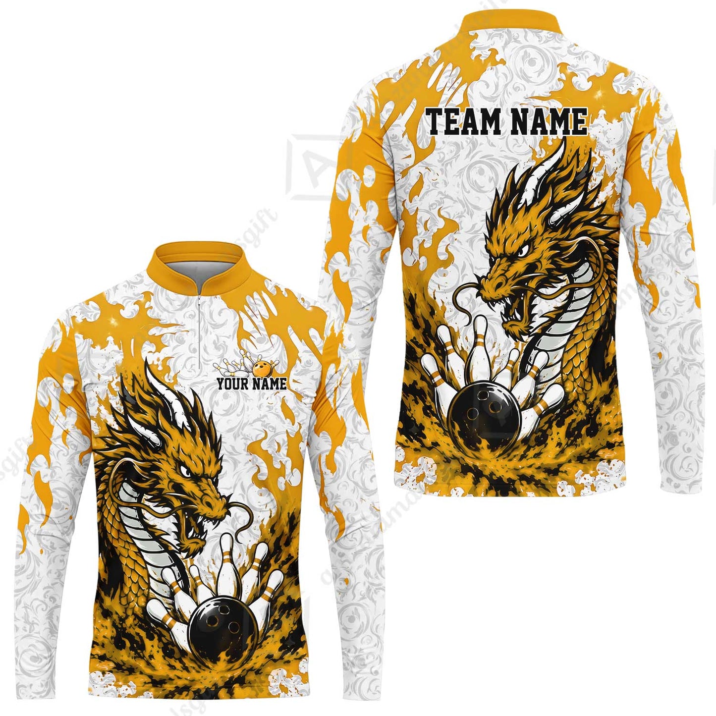 Custom Bowling Jersey Polo Shirt, Fierce Crimson Fire Dragon Strike, Custom Bowling Jersey Team Shirt For Players With Name and Team Name