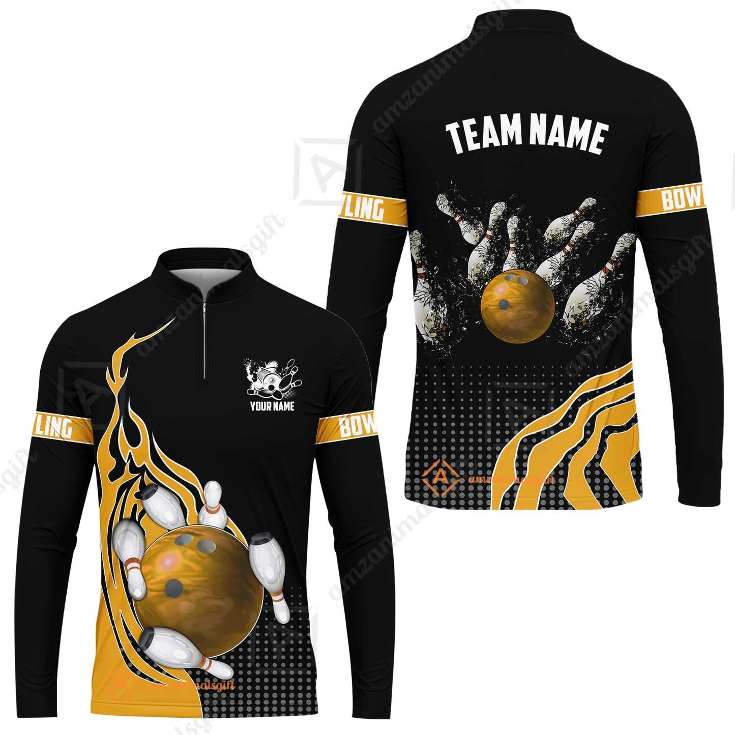 Customized Bowling Unisex Polo Shirt, Bowling And Breaking Pins Multicolor Option Customized Name And Team Name Polo Jerseys Shirts
