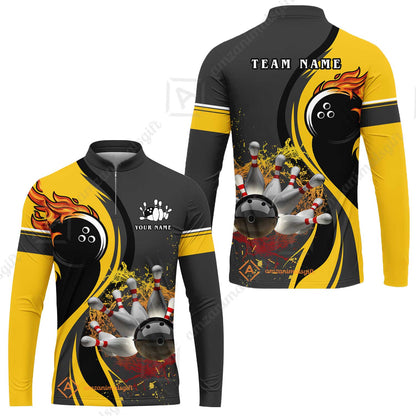 Customized Bowling Unisex Polo Shirt, Bowling And Pins Water Flow Multicolor Option Customized Name And Team Name For Bowling Team Polo Jerseys Shirts