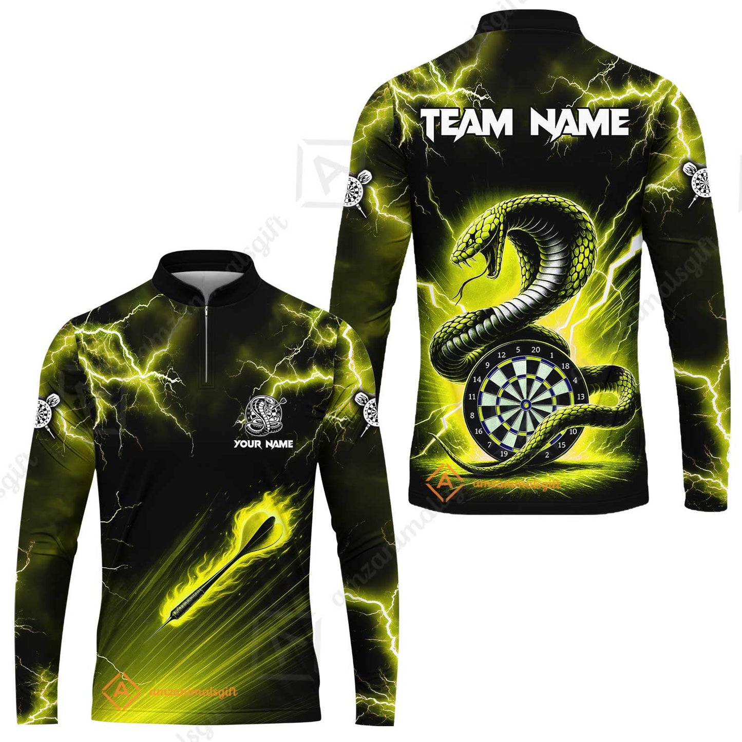 Customized Darts Long Sleeve Jersey, Darts Thunder Lightning Custom Cobra Snake Men Dart Multicolor Jersey For Darts Player