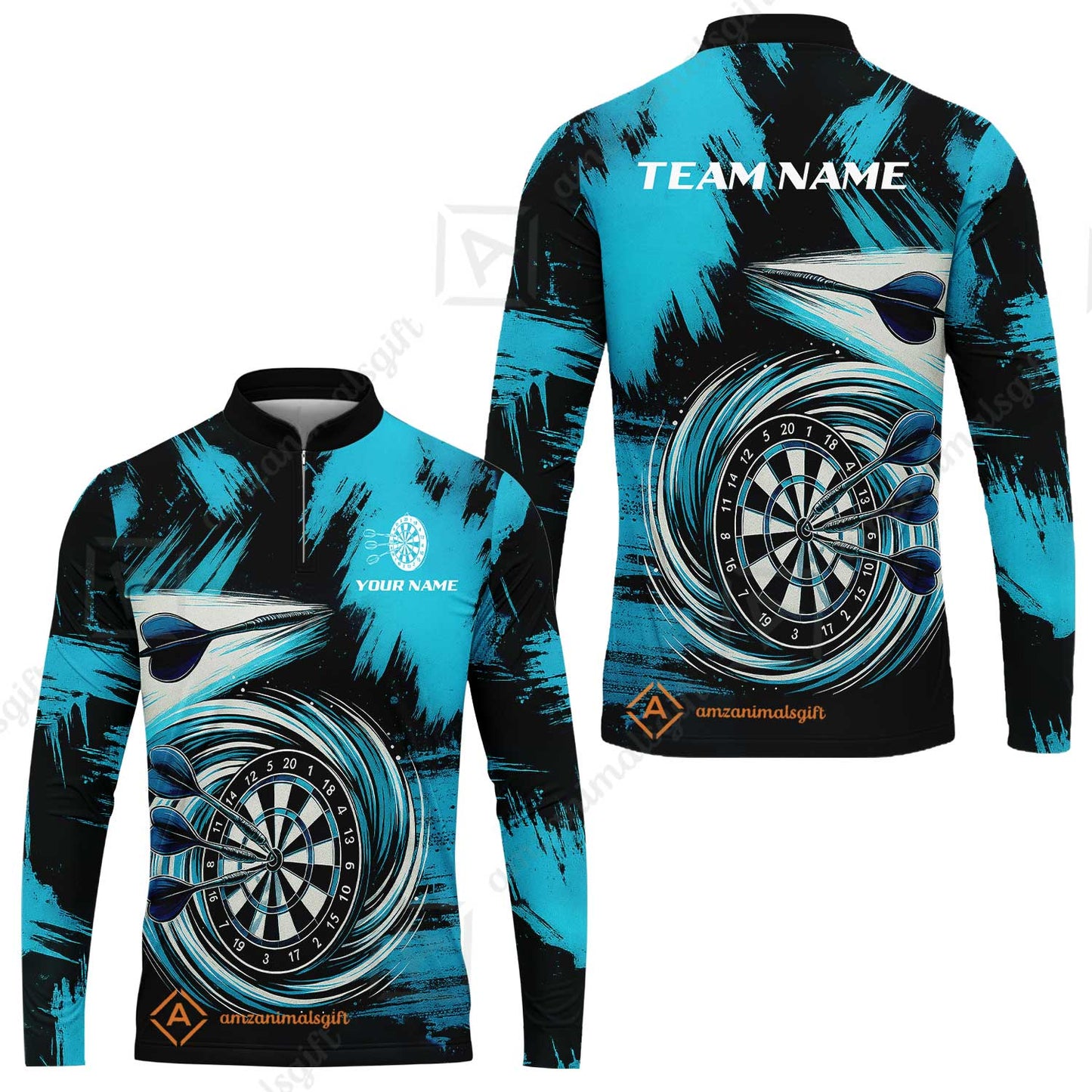 Customized Darts Long Sleeve Jersey, Darts Colorful Wave Custom Name Team Name Long Sleeve Jersey For Darts Player