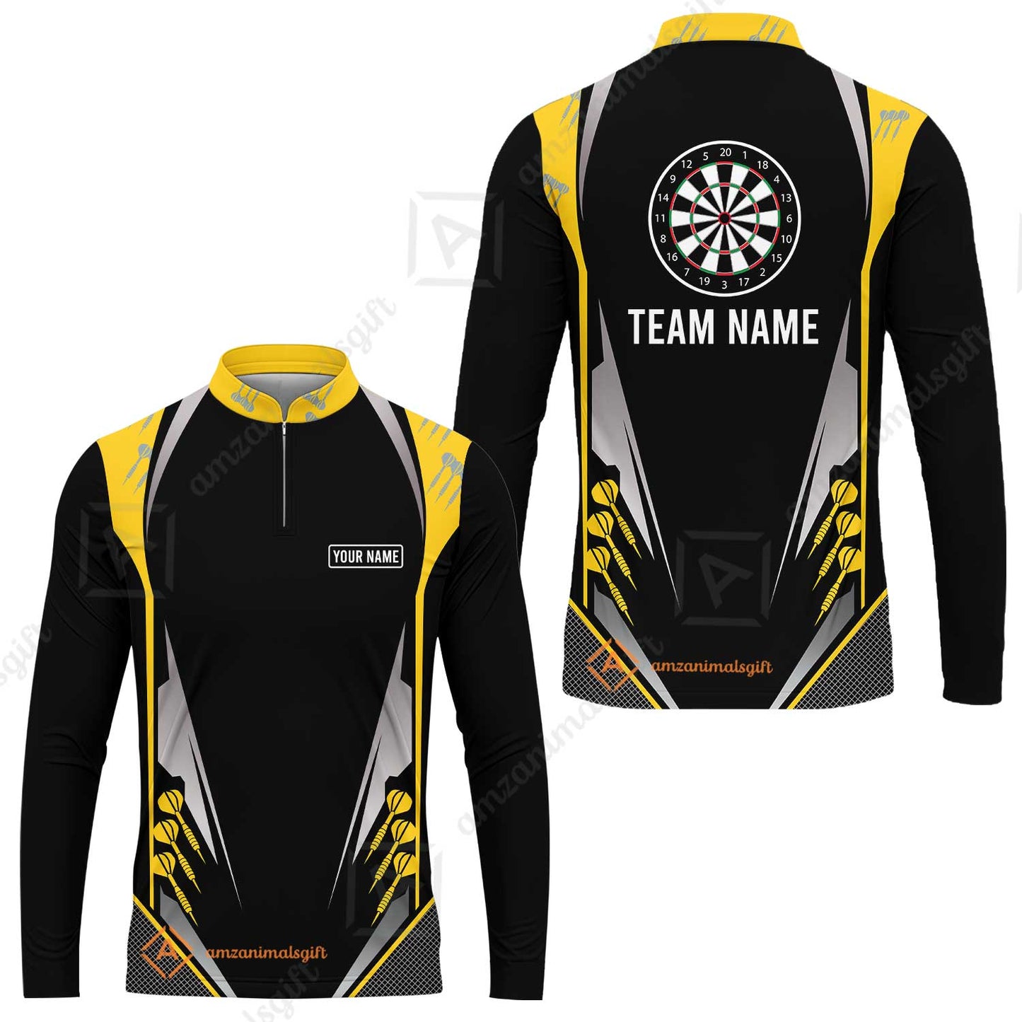 Customized Darts Team Long Sleeve Jersey, Dartboard Center Multicolor Option With Personalized Name And Team Name