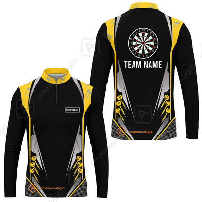 Customized Darts Team Long Sleeve Jersey, Dartboard Center Multicolor Option With Personalized Name And Team Name