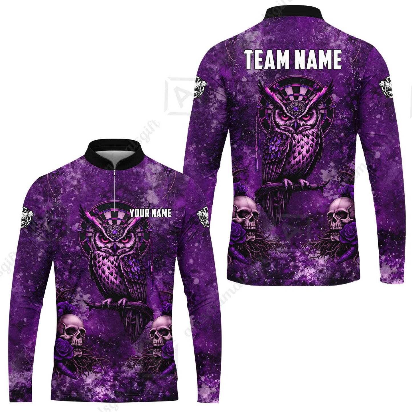 Custom Darts Team Jersey, Personalized Spooky Owl Jersey Shirt For Players With Name & Team Name